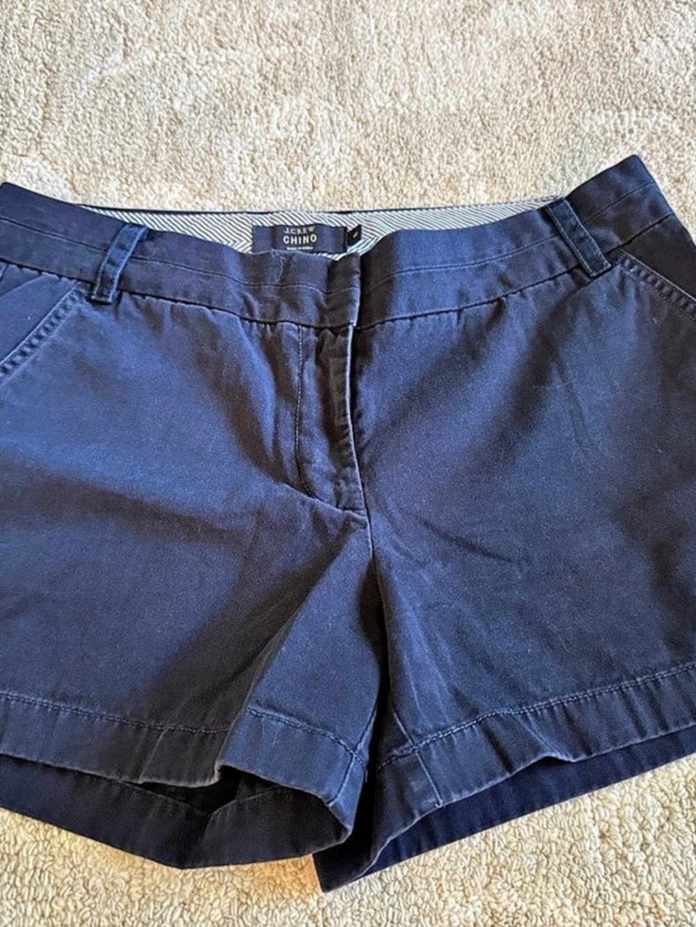 J.Crew Stretch Chino Shorts Cotton Flat Front Shorts in Blue Size 8